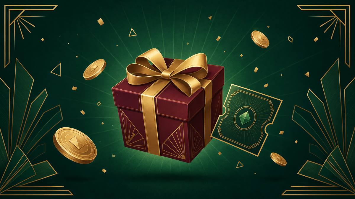 Ilustrasi kotak hadiah bonus dengan koin emas &mdash; promosi transparan Mpoasia88